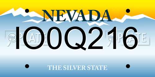 IO0Q216 Nevada License Plate