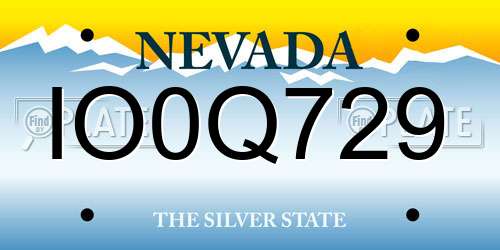 IO0Q729 Nevada License Plate