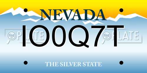 IO0Q7T Nevada License Plate