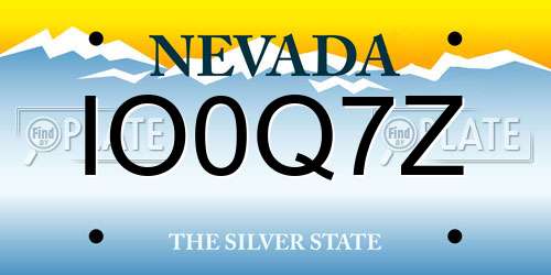 IO0Q7Z Nevada License Plate