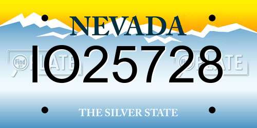 IO25728 Nevada License Plate