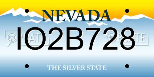 IO2B728 Nevada License Plate