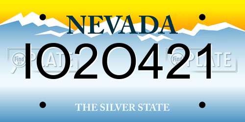 IO2O421 Nevada License Plate
