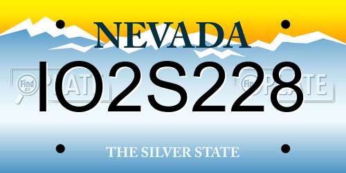 IO2S228 Nevada License Plate