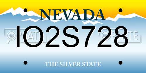 IO2S728 Nevada License Plate