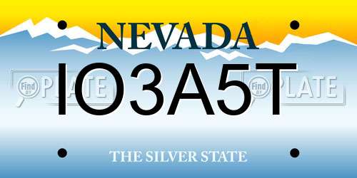 IO3A5T Nevada License Plate
