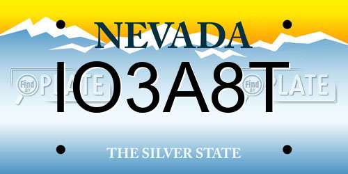 IO3A8T Nevada License Plate