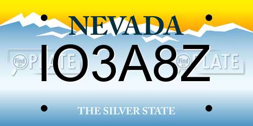 IO3A8Z Nevada License Plate