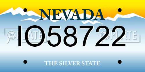 IO58722 Nevada License Plate