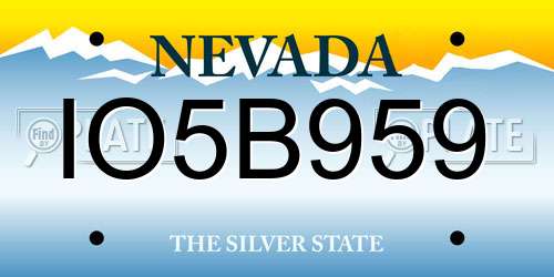 IO5B959 Nevada License Plate