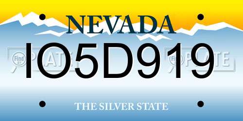 IO5D919 Nevada License Plate