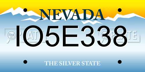 IO5E338 Nevada License Plate