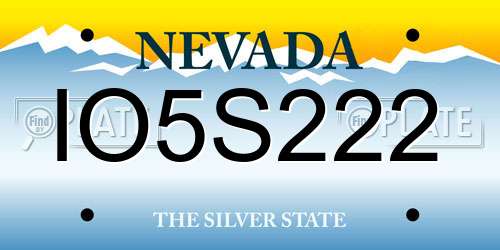 IO5S222 Nevada License Plate