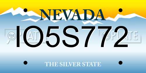 IO5S772 Nevada License Plate