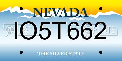 IO5T662 Nevada License Plate