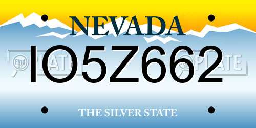 IO5Z662 Nevada License Plate
