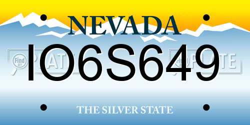 IO6S649 Nevada License Plate