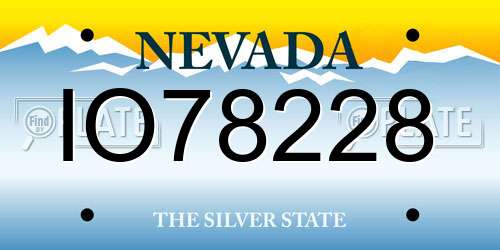 IO78228 Nevada License Plate