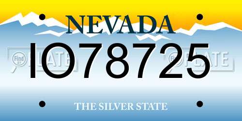 IO78725 Nevada License Plate