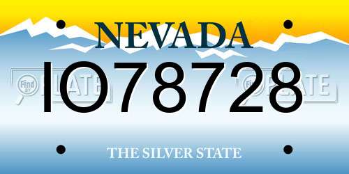 IO78728 Nevada License Plate
