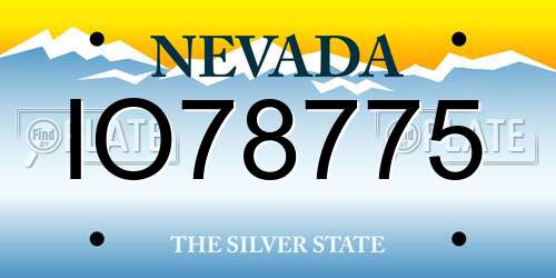 IO78775 Nevada License Plate
