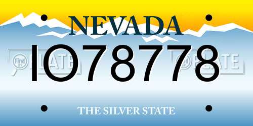 IO78778 Nevada License Plate