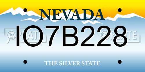 IO7B228 Nevada License Plate
