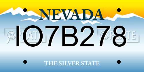 IO7B278 Nevada License Plate