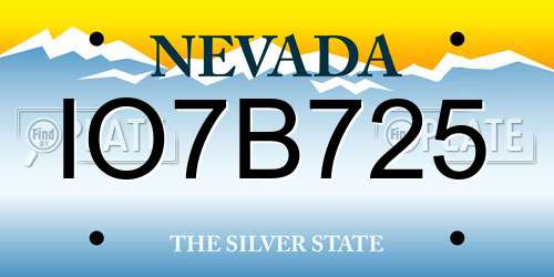 IO7B725 Nevada License Plate