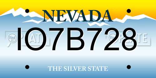 IO7B728 Nevada License Plate