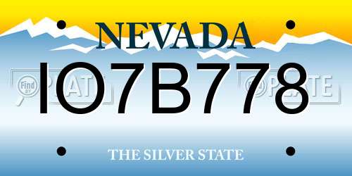 IO7B778 Nevada License Plate
