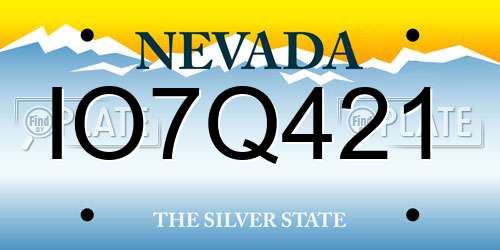 IO7Q421 Nevada License Plate