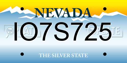 IO7S725 Nevada License Plate
