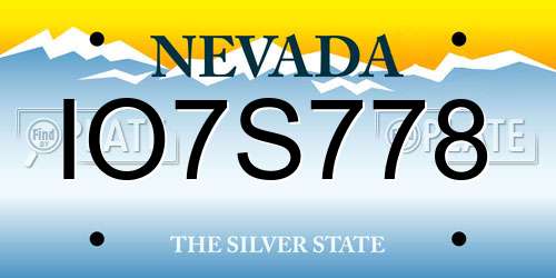 IO7S778 Nevada License Plate