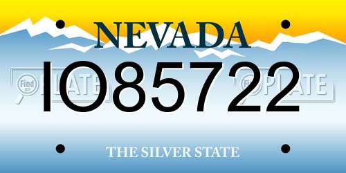 IO85722 Nevada License Plate