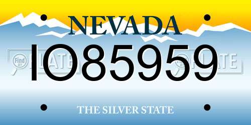 IO85959 Nevada License Plate