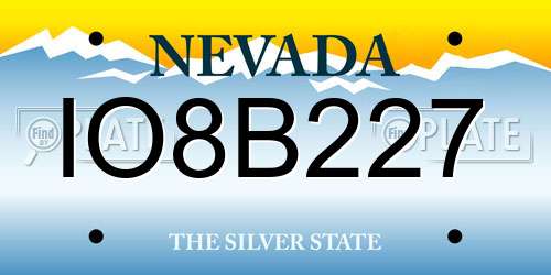 IO8B227 Nevada License Plate