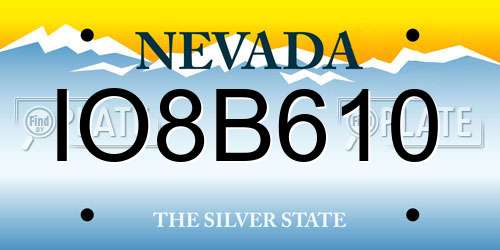 IO8B610 Nevada License Plate
