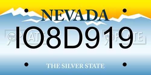 IO8D919 Nevada License Plate