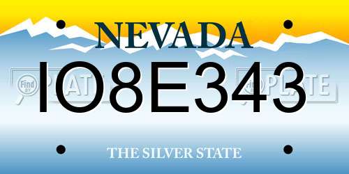 IO8E343 Nevada License Plate