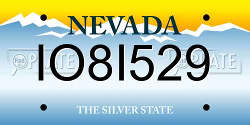 IO8I529 Nevada License Plate
