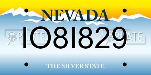 IO8I829 Nevada License Plate