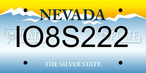 IO8S222 Nevada License Plate