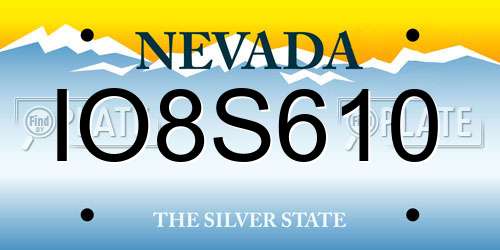 IO8S610 Nevada License Plate