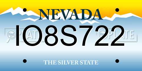 IO8S722 Nevada License Plate