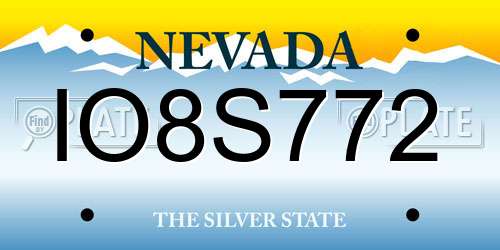 IO8S772 Nevada License Plate