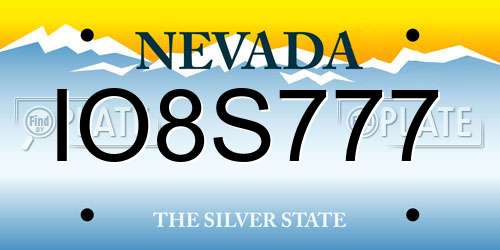 IO8S777 Nevada License Plate