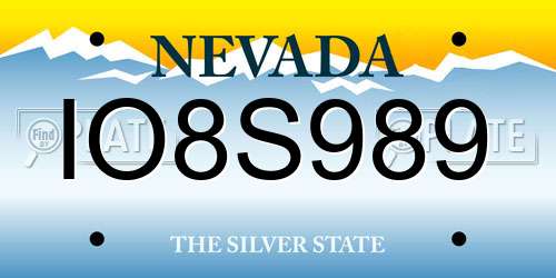 IO8S989 Nevada License Plate