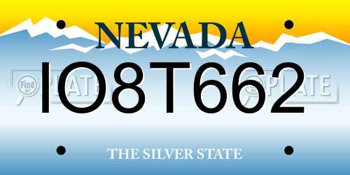 IO8T662 Nevada License Plate