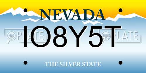 IO8Y5T Nevada License Plate